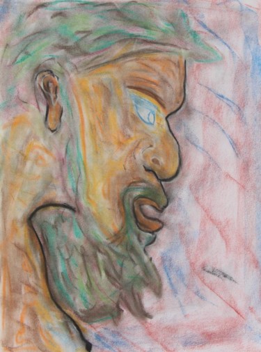 Malerei mit dem Titel "Portrait of Bacchus" von Ulli Heupel, Original-Kunstwerk, Öl