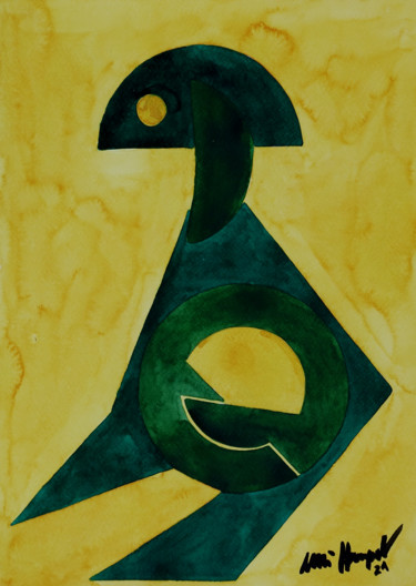 Ζωγραφική με τίτλο "21 / I (vier Freund…" από Ulli Heupel, Αυθεντικά έργα τέχνης, Ακουαρέλα