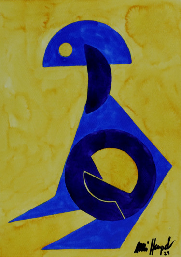 Malerei mit dem Titel "21 / II (VIER FREUN…" von Ulli Heupel, Original-Kunstwerk, Aquarell