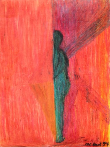 Malerei mit dem Titel "Behind the curtain" von Ulli Heupel, Original-Kunstwerk, Öl