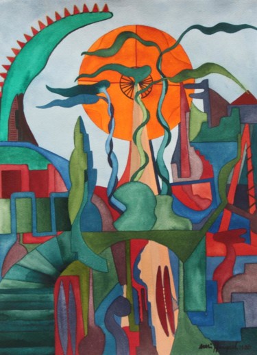 Malerei mit dem Titel "Lighthouse" von Ulli Heupel, Original-Kunstwerk, Öl