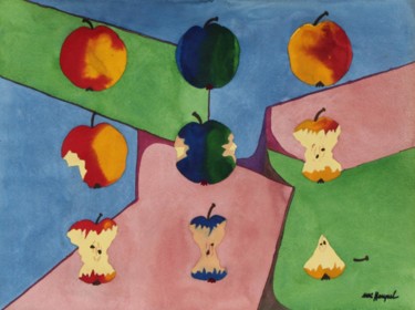 Painting titled "Apples II" by Ulli Heupel, Original Artwork, Oil