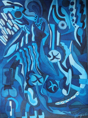 Картина под названием "Under Water" - Ulli Heupel, Подлинное произведение искусства, Масло