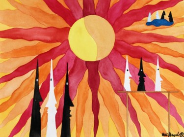 Malerei mit dem Titel "People In The Sun" von Ulli Heupel, Original-Kunstwerk, Öl