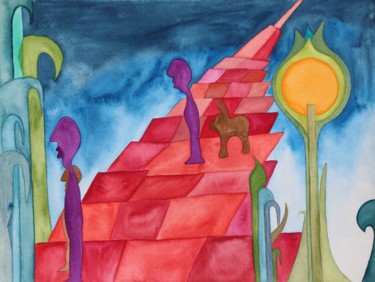 Painting titled "Stairs To Heaven" by Ulli Heupel, Original Artwork, Other