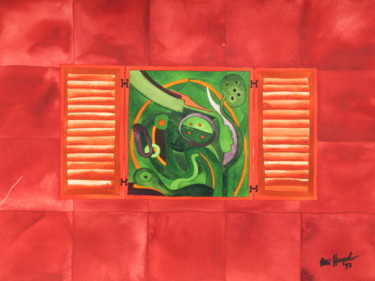 Картина под названием "Garden Window" - Ulli Heupel, Подлинное произведение искусства, Масло