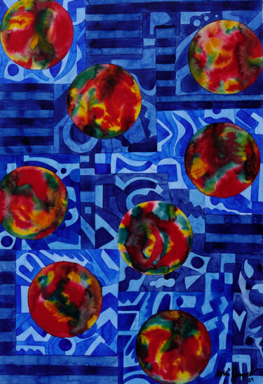 Malerei mit dem Titel "21 / L" von Ulli Heupel, Original-Kunstwerk, Aquarell