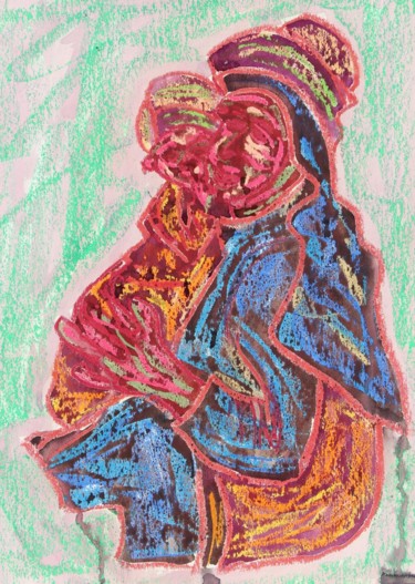 Картина под названием "Mother With Child" - Ulli Heupel, Подлинное произведение искусства, Масло