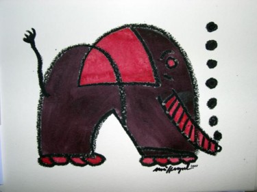 Malerei mit dem Titel "The Elephant In My…" von Ulli Heupel, Original-Kunstwerk, Öl