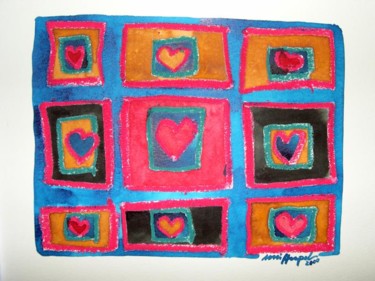 Malerei mit dem Titel "Hearts" von Ulli Heupel, Original-Kunstwerk, Öl