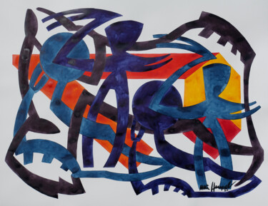 Malerei mit dem Titel "22 / LXVI Begegnung…" von Ulli Heupel, Original-Kunstwerk, Aquarell