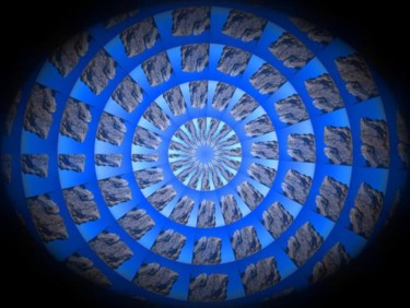 Digitale Kunst mit dem Titel "Blue Rocks" von Ulli Heupel, Original-Kunstwerk, Digitale Malerei
