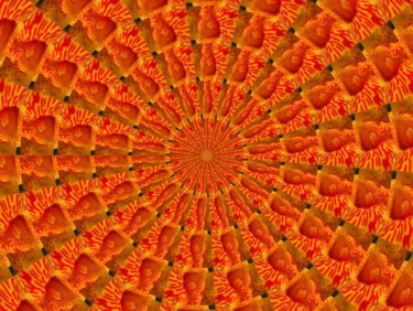 Digital Arts titled "Orange Flowers" by Ulli Heupel, Original Artwork, Digital Painting