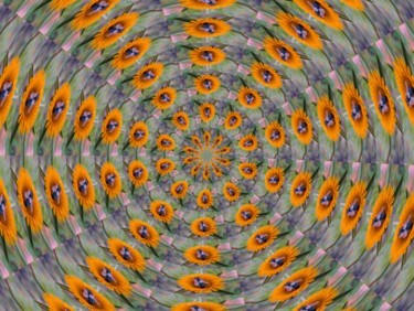 Digitale Kunst mit dem Titel "Orange Sunflowers" von Ulli Heupel, Original-Kunstwerk, Digitale Malerei
