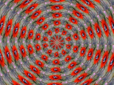 Digitale Kunst mit dem Titel "Red Sunflowers" von Ulli Heupel, Original-Kunstwerk, Digitale Malerei
