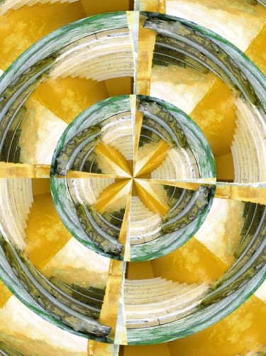 Digitale Kunst mit dem Titel "Yellow Stairs" von Ulli Heupel, Original-Kunstwerk, Digitale Malerei
