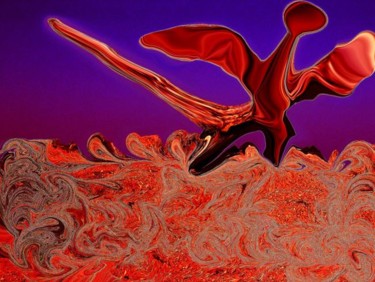 Digitale Kunst mit dem Titel "Die Flucht des Drac…" von Ulli Heupel, Original-Kunstwerk, Digitale Malerei