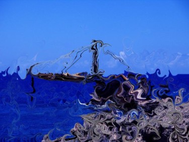 Digitale Kunst mit dem Titel "Die feindliche Gale…" von Ulli Heupel, Original-Kunstwerk, Digitale Malerei