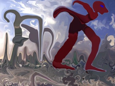 Digitale Kunst mit dem Titel "Lauf über die Eisfe…" von Ulli Heupel, Original-Kunstwerk, Digitale Malerei