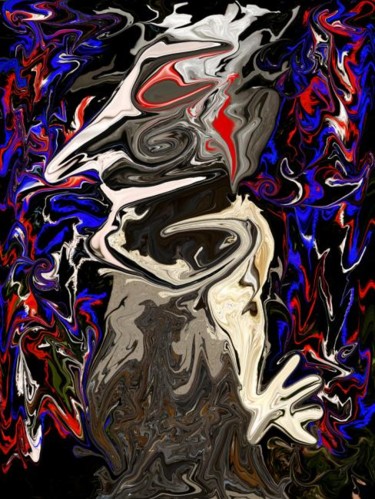 Digitale Kunst mit dem Titel "Versteinerter Mann" von Ulli Heupel, Original-Kunstwerk, Digitale Malerei
