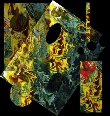 Digitale Kunst mit dem Titel "Abstract Square 114" von Ulli Heupel, Original-Kunstwerk, Digitale Malerei