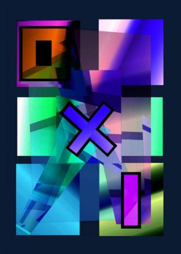 Digitale Kunst mit dem Titel "OXI 2" von Ulli Heupel, Original-Kunstwerk, Digitale Malerei