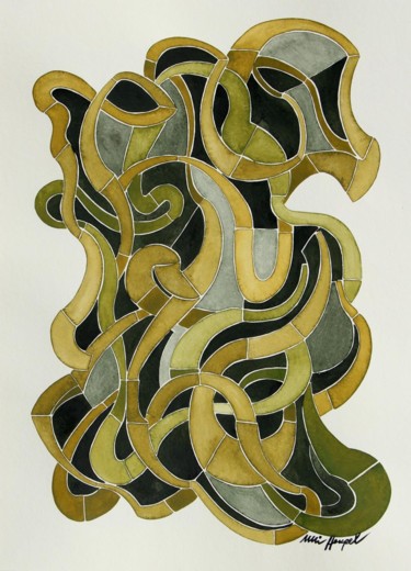Malerei mit dem Titel "Gedränge I" von Ulli Heupel, Original-Kunstwerk, Öl