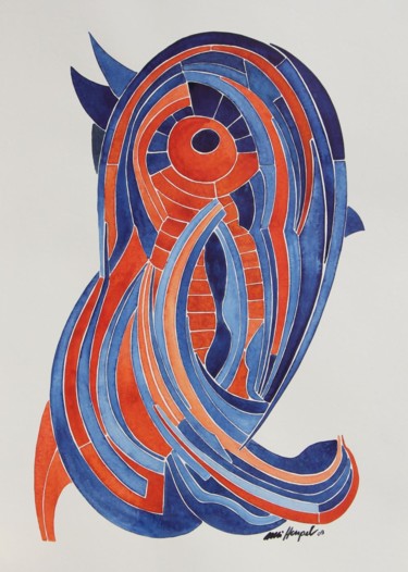 绘画 标题为“Owl” 由Ulli Heupel, 原创艺术品, 油