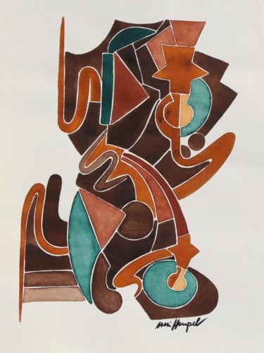 Malerei mit dem Titel "Faces & Figures 01" von Ulli Heupel, Original-Kunstwerk, Öl