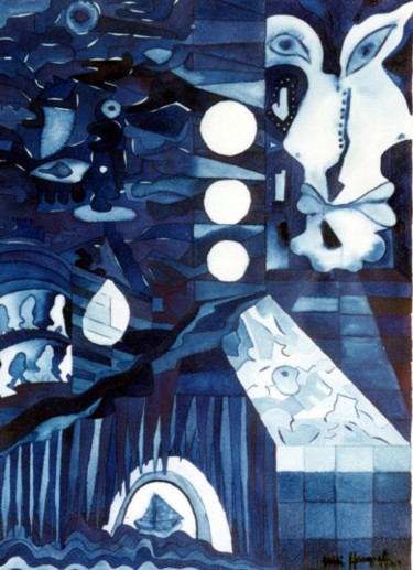 Картина под названием "In The Cave" - Ulli Heupel, Подлинное произведение искусства, Масло