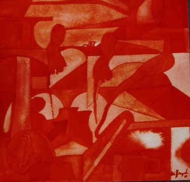 Peinture intitulée "Phase Red 8" par Ulli Heupel, Œuvre d'art originale, Huile