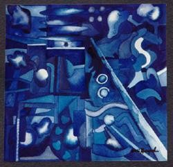 Malerei mit dem Titel "Phase Blue 19" von Ulli Heupel, Original-Kunstwerk, Öl