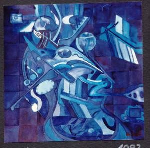 Malerei mit dem Titel "Phase Blue 44" von Ulli Heupel, Original-Kunstwerk, Öl