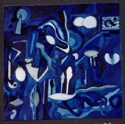 Malerei mit dem Titel "Phase Blue 89" von Ulli Heupel, Original-Kunstwerk, Öl