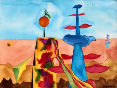 Malerei mit dem Titel "The Orange" von Ulli Heupel, Original-Kunstwerk, Öl