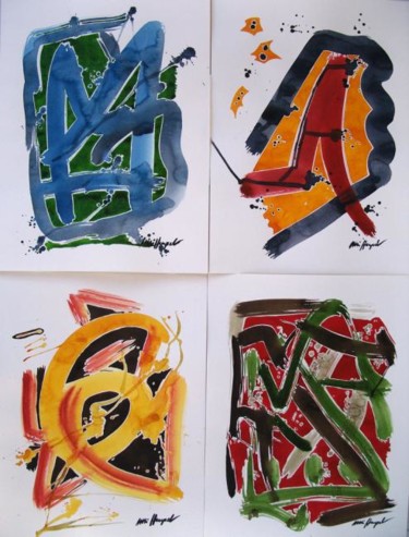 Painting titled "Traces 1-4" by Ulli Heupel, Original Artwork, Oil