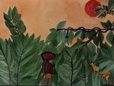 Malerei mit dem Titel "In The Jungle" von Ulli Heupel, Original-Kunstwerk, Öl