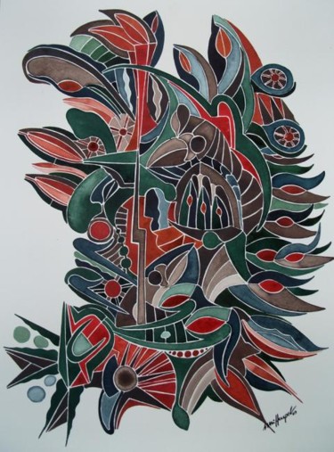 Ζωγραφική με τίτλο "Nature Mort" από Ulli Heupel, Αυθεντικά έργα τέχνης, Ακουαρέλα
