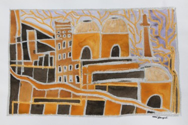 Malerei mit dem Titel "Greek Village III" von Ulli Heupel, Original-Kunstwerk, Öl