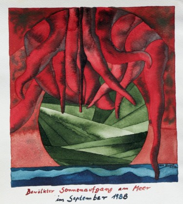 Malerei mit dem Titel "Bewölkter Sonnenauf…" von Ulli Heupel, Original-Kunstwerk, Öl