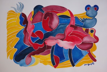 Peinture intitulée "Ohne Titel" par Ulli Heupel, Œuvre d'art originale, Aquarelle