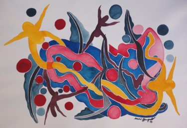 Malerei mit dem Titel "Ohne Titel" von Ulli Heupel, Original-Kunstwerk, Aquarell