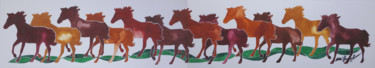 Malerei mit dem Titel "Horses V" von Ulli Heupel, Original-Kunstwerk, Aquarell