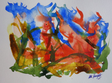 Malerei mit dem Titel "First Signs Of Spri…" von Ulli Heupel, Original-Kunstwerk, Aquarell