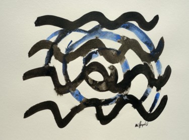 Malerei mit dem Titel "Wellen im Kreislauf" von Ulli Heupel, Original-Kunstwerk, Aquarell