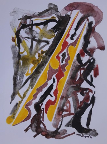 Malerei mit dem Titel "Herbststimmungen II" von Ulli Heupel, Original-Kunstwerk, Tinte