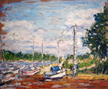 Schilderij getiteld "Port Breton" door Eric Ullrich, Origineel Kunstwerk