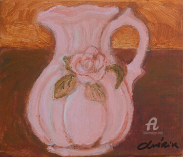 Painting titled "Nature Morte - Vase…" by Laurent Guérin, Original Artwork, Acrylic