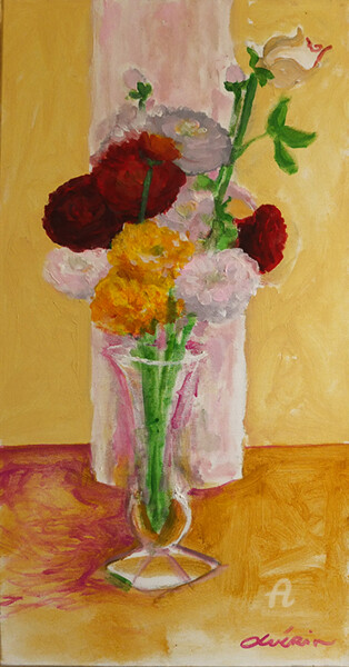 Painting titled "Bouquet de Renoncul…" by Laurent Guérin, Original Artwork, Acrylic