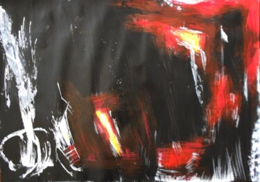 Painting titled "black some red" by Ulrich De Balbian, Original Artwork, Oil
